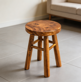 12" Round Teak Shower Stool