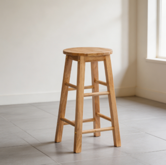 24" Natural Round Barstool